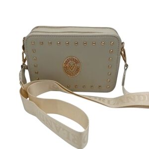 NWT Valentino Orlandi Taupe Studded Camera Crossbody Bag Vegan Leather